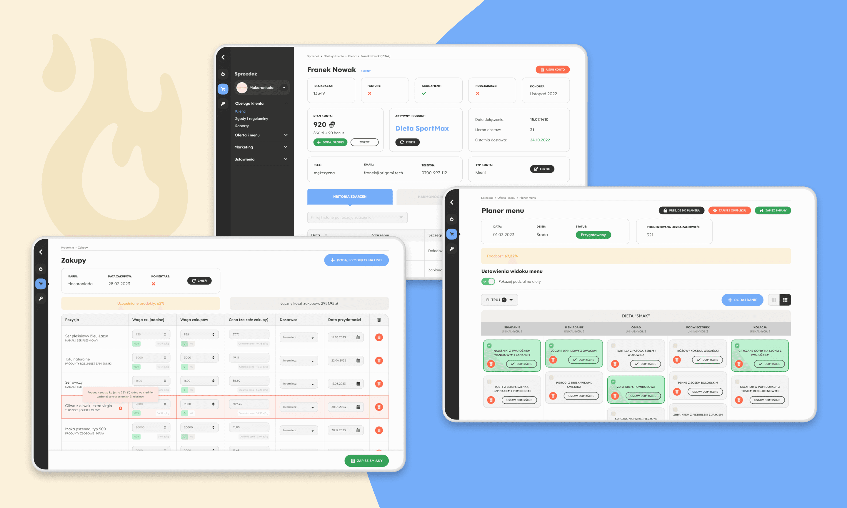 Food production ERP and marketplace